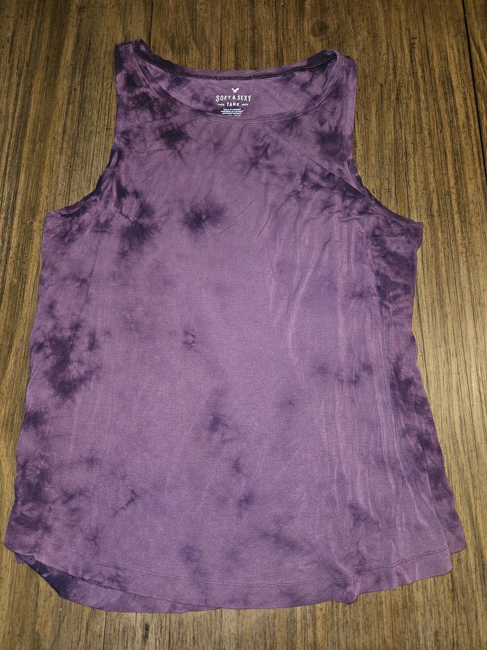 American Eagle Outfitters Purple Tie-Dye Crewneck Tank